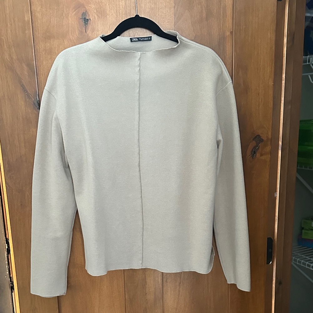 Zara Soft Khaki Knit Top